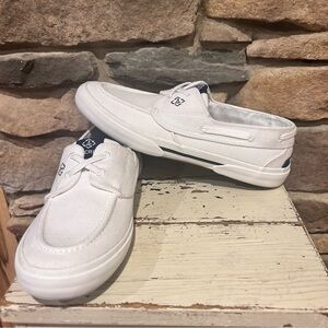 White Sperry Canvas Boat‎ Shoes women’s size 9